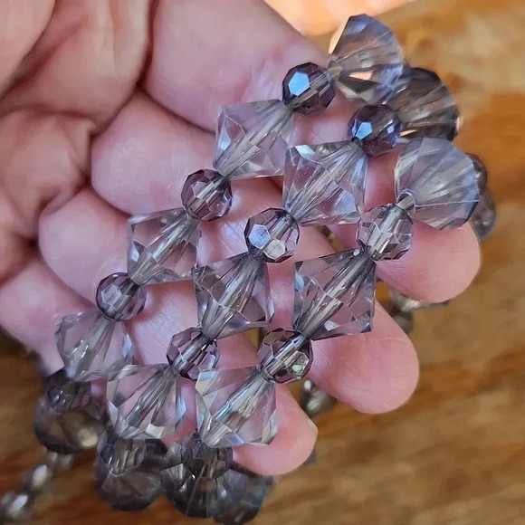 Set 4 Smoky Gray Faceted Beaded Stretch Bracelets - Picture 6 of 7